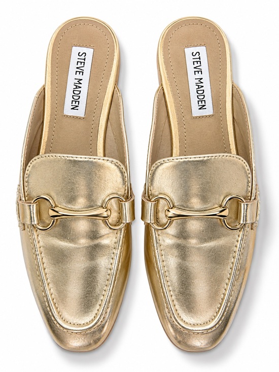 Steve Madden Shoes - Steve Madden Gold Metallic Horsebit Loafer Mule Slides Women’s Flats Slip On 7